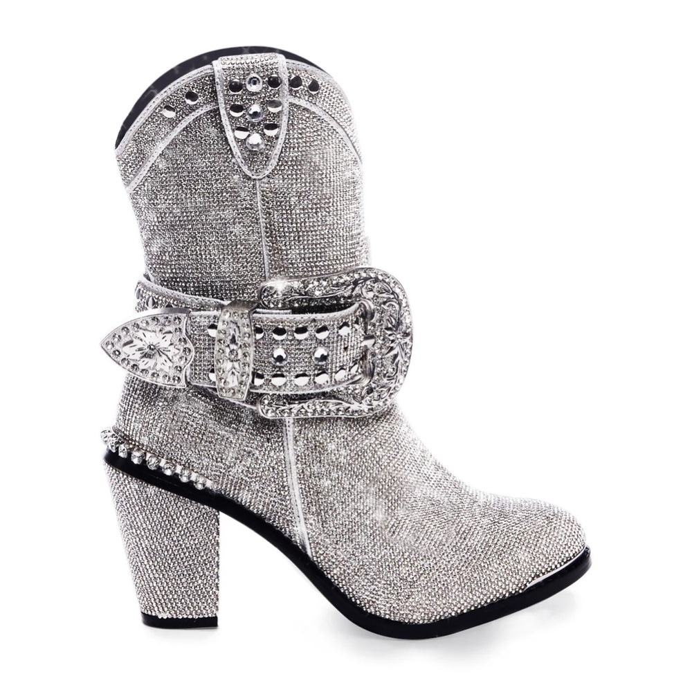 Club Exx - Sheriff Shine Cowboy Boots - Silver